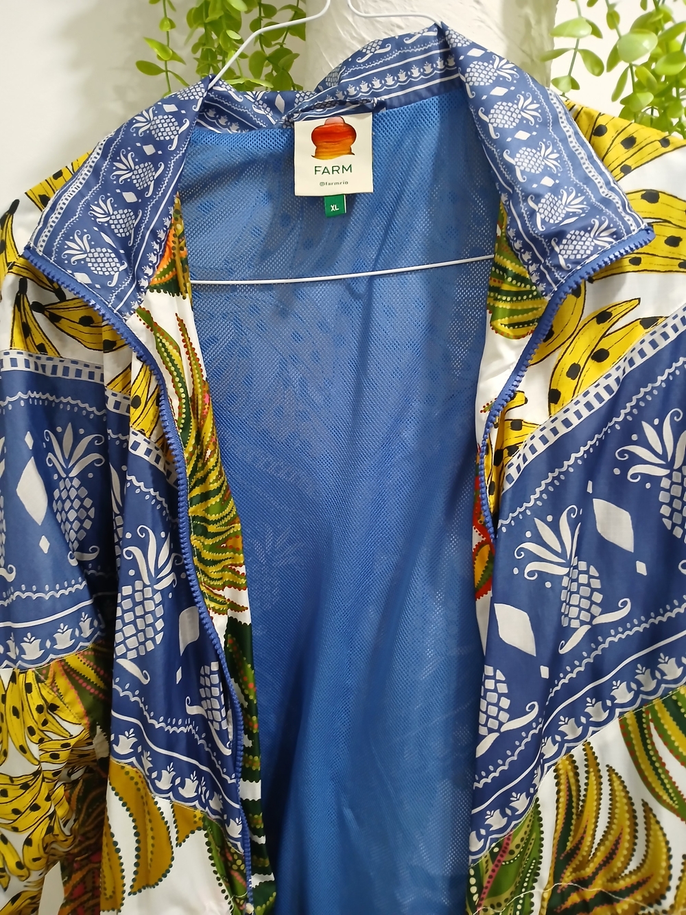FARM Rio Blue, Yellow & Green Tropical Print Bomber Jacket - Picture 2 of 4